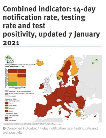 Χάρτης κορονοΪού στην Ευρώπη