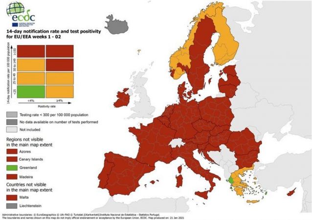 Χάρτης ECDC κορονοϊός