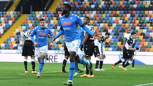 Bakayoko celebrates a goal for Napoli