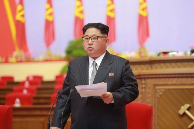 epa05292567 A picture made available on 07 May 2016 by North Korea's Korean Central News Agency (KCNA) shows North Korean leader Kim Jong-un speaking during the 7th Congress of the Workers' Party of Korea (WPK), the first such congress held in 36 years since 1980, in Pyongyang, North Korea, 06 May 2016.  EPA/KCNA