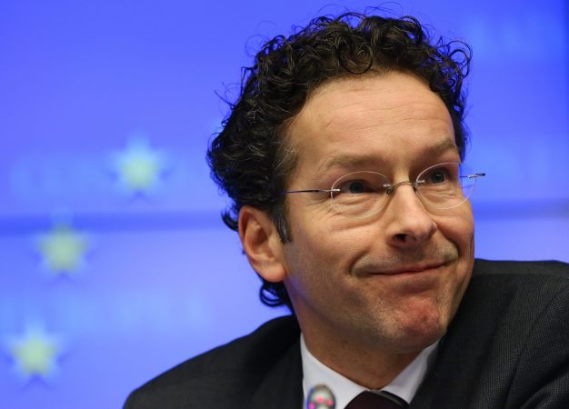 epa03579418 Jeroen Dijsselbloem, Dutch Finance Minister and President of the Eurogroup, smiles during a press conference after an Eurogroup finance Ministers meeting at the EU headquarters in Brussels, Belgium, 11 February 2013. Cyprus on 11 February called on its eurozone counterparts to make progress on a bailout for the crisis-battered island, but the new chief of the Eurogroup panel said there would be no decision until March.   Cyprus is to hold presidential elections on February 17, and a decision on the bailout cannot be made before then, Eurogroup chief Jeroen Dijsselbloem said.  EPA/JULIEN WARNAND