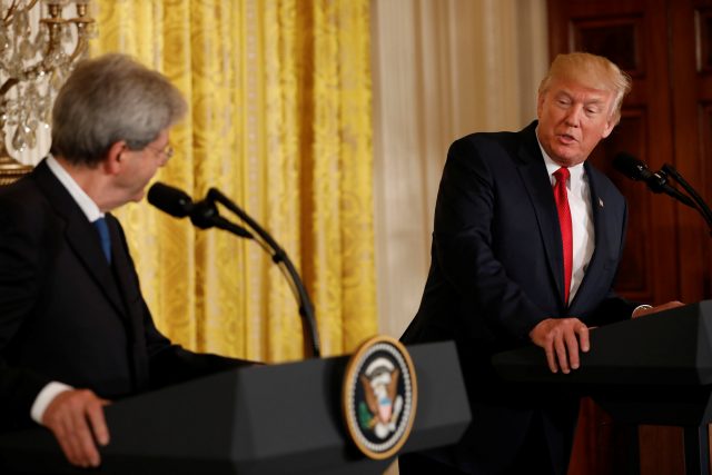 U.S. President Donald Trump holds a joint news conference with Italian Prime Minister Paolo Gentiloni at the White House in Washington, U.S., April 20, 2017. REUTERS/Aaron P. Bernstein