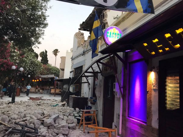 Damage caused by a quake in Kos, Greece, July 21, 2017 is seen in this still photograph uploaded on social media. Mandatory credit MUST COURTESY Osman Turanli/Social Media/Handout via Reuters ATTENTION EDITORS - THIS IMAGE WAS PROVIDED BY A THIRD PARTY. NO RESALES. NO ARCHIVE. MANDATORY CREDIT