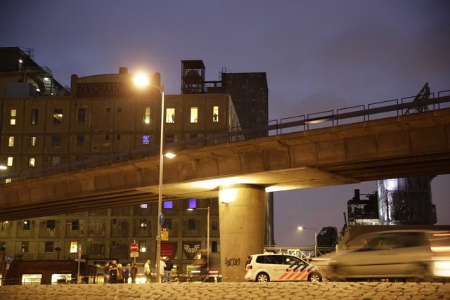 epa06158867 Police investigate at a concert venue Maassilo, due to a terrorist threat, in Rotterdam, the Netherlands, 23 August 2017. A van with Spanish number plate packed with gas canisters was located in the vicinity of the concert venue Maassilo where a concert of the US band 'Allah-Las' was scheduled to take place.  EPA/ARIE KIEVIT