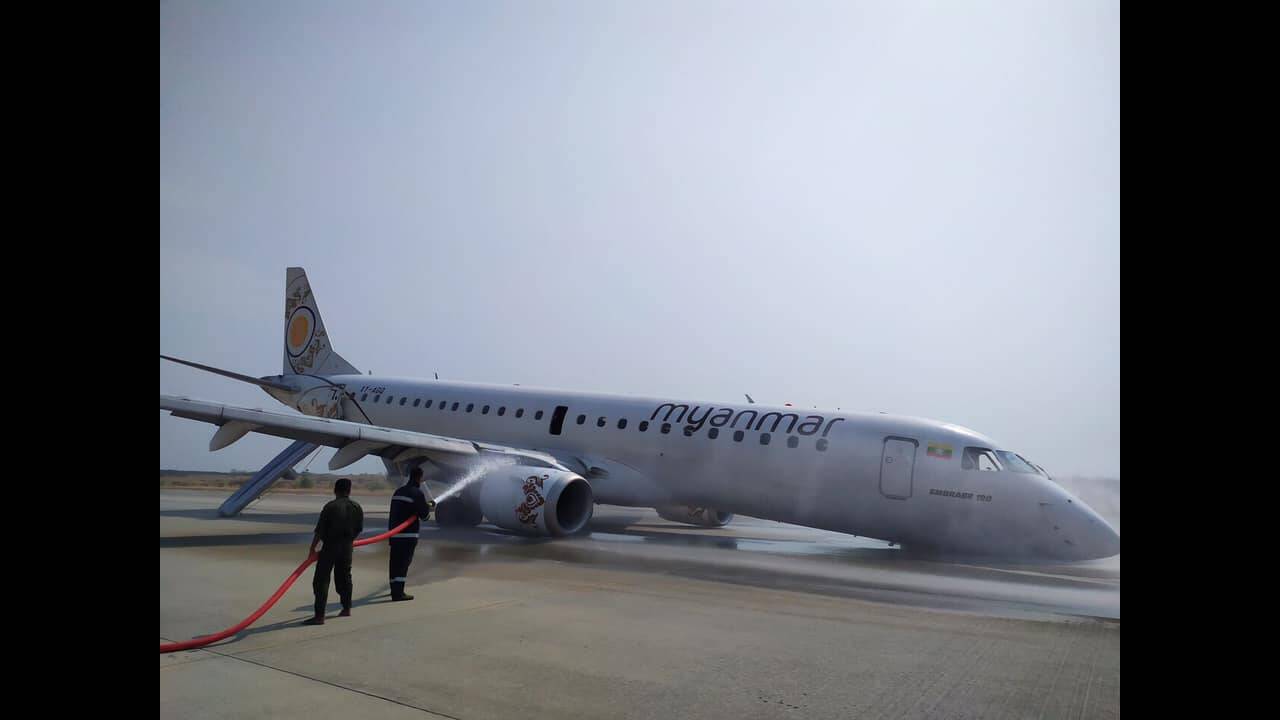 Μιανμάρ: Καρέ καρέ η απίστευτη προσγείωση αεροπλάνου χωρίς τους μπροστινούς τροχούς (vid)