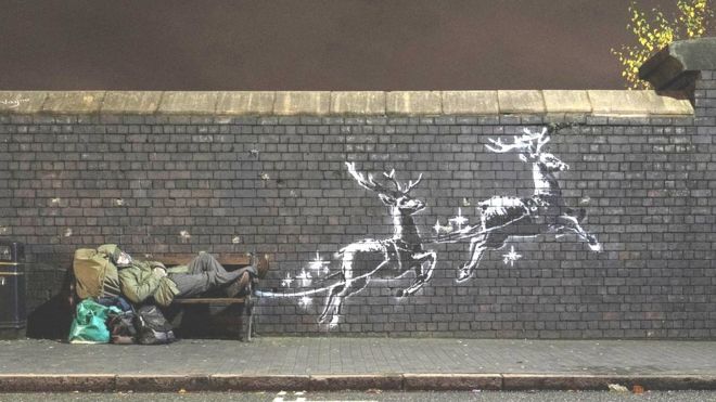 Banksy Χριστούγεννα: Η επιστροφή του street artist στο Μπέρμιγκχαμ (vid)