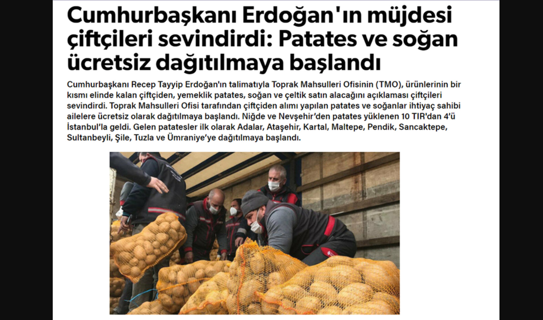 Ερντογάν πατάτες – κρεμμύδια: Προσπάθεια να καμφθούν οι αντιδράσεις