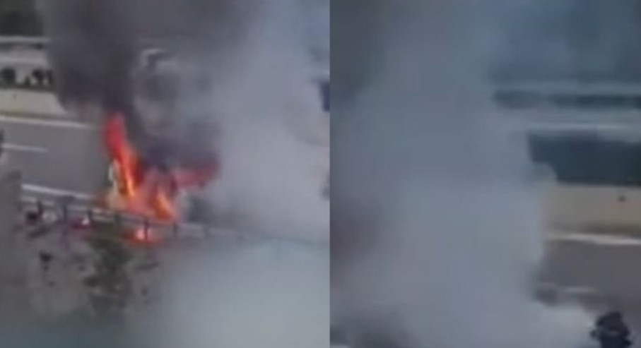 Φωτιά σε αυτοκίνητο Ιονία Οδός: Δείτε βίντεο